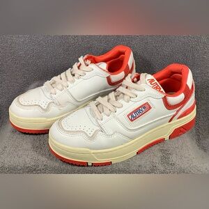 Autry CLC Women's 10 Basketball Sneakers Low Top Leather Retro White Red EU 40